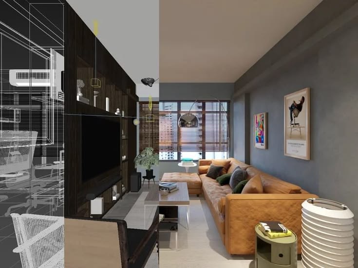 A finished interior designed living space